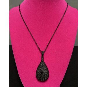 Blackcraft Cult Black Metal Teardrop Necklace 18” Keepsake Locket Goth Victorian